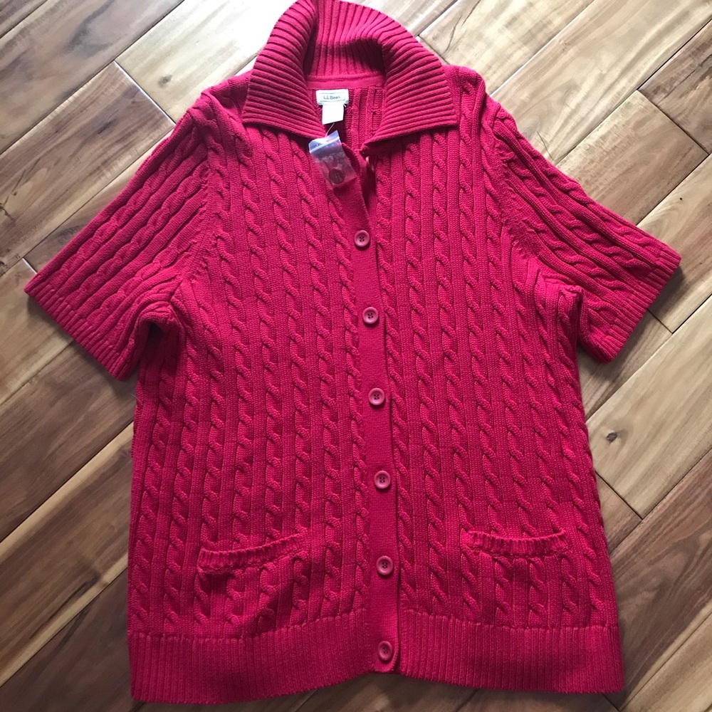 NWOT LL Bean Red Button Down Sweater Plus Sz 2X